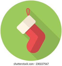 Christmas Stocking Icon (flat Design With Long Shadows)