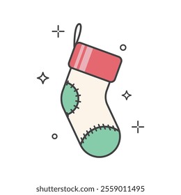 Christmas stocking icon flat design