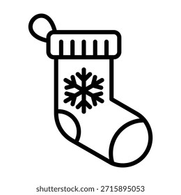 Christmas Stocking Icon Line Vector Illustration