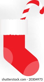 christmas stocking icon with lollipop candy inside. vector illustration