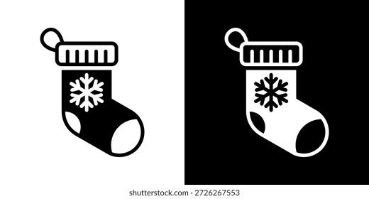 Navidades Icono De Calcetín De Estilo Blanco Y Negro Mezclado