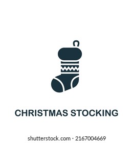 Christmas Stocking icon. Monochrome simple icon for templates, web design and infographics