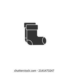 Icono de existencias de Navidad en blanco. Acoso con icono de arco. Señal plana del vector