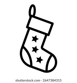 Christmas stocking icon outline set sign