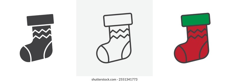 Christmas stocking icon pack. Vector illustration. EPS10