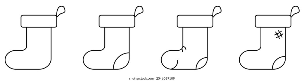 Ícone de estoque de Natal. Conjunto de ícones de Natal em fundo branco. Ilustração de vetor plano.