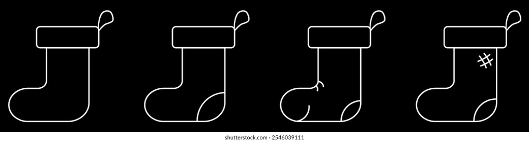 Ícone de estoque de Natal. Conjunto de ícones de Natal em fundo branco. Ilustração de vetor plano.