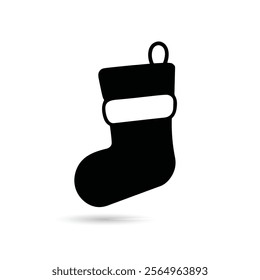 Christmas stocking icon. stocking silhouette