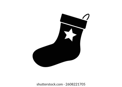 A Christmas stocking icon silhouette art illustration