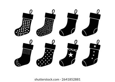 Christmas Stocking Icon Silhouette Vector Bundle Design