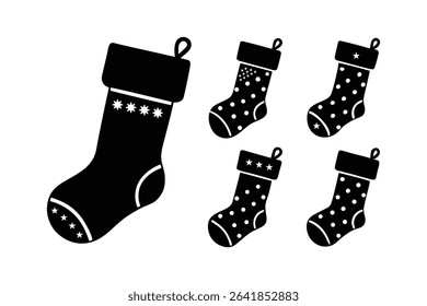 Christmas Stocking Icon Silhouette Vector Bundle Design