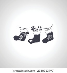 christmas stocking icon. Christmas sock gift isolated icon on white background