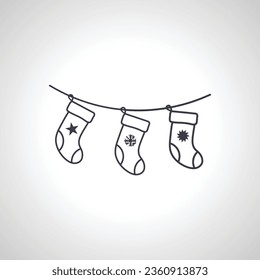christmas stocking icon. Christmas sock gift isolated icon on white background