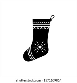 Christmas Stocking Icon, Christmas Sock Icon, Sock Shaped Bag Vector Art Illustration