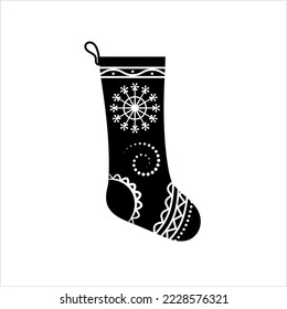 Christmas Stocking Icon, Christmas Sock Icon, Sock Shaped Bag Vector Art Illustration