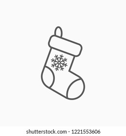 christmas stocking icon, christmas sock vector