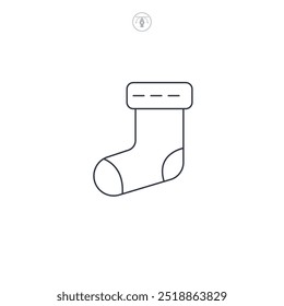 Weihnachtsstrumpf-Symbol, Vektorgrafik einzeln auf weißem Hintergrund