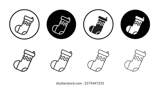 Christmas stocking icon Thin line art collection