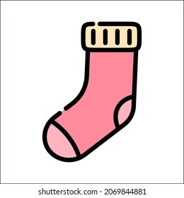 Christmas stocking icon Vector illustration. New year 2023