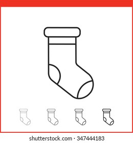 Christmas stocking icon. Vector icon. Linear style