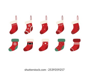 Christmas Stocking Illustration Element Set 