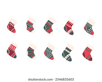 Christmas Stocking Illustration Element Set 