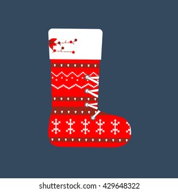Christmas Stocking illustration on the blue background. Vector illustration.