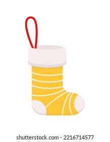 Christmas stocking isolated on white background. Cartoon flat style. Vector illustration