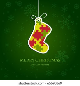 Christmas stocking from jigsaw puzzle