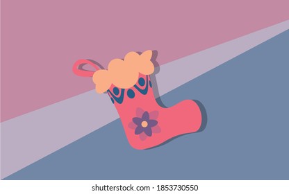 Christmas stocking with a lapis lazuli background.