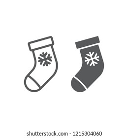 Christmas stocking line and glyph icon, christmas and winter, sock sign, vector graphics, a linear pattern on a white background, eps 10.