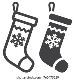 Christmas Stocking line and glyph icon, New year and Christmas, xmas gift sign vector graphics, a linear pattern on a white background, eps 10.