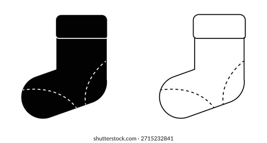 colección de iconos de línea de almacenamiento de Navidades, conjunto de iconos de calcetines de vacaciones y navidad, gráficos de Vector, signo de trazo editable, EPS 10
