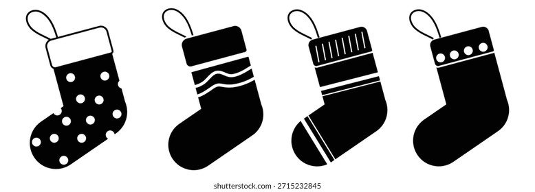 colección de iconos de línea de almacenamiento de Navidades, conjunto de iconos de calcetines de vacaciones y navidad, gráficos de Vector, signo de trazo editable, EPS 10