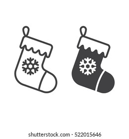 Christmas stocking line icon, outline and filled vector sign, linear and full pictogram isolated on white, logo illustration