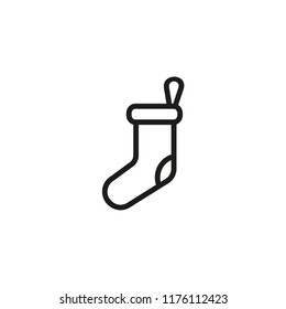 Christmas stocking line icon. Sock, gift, decoration. Present concept. Vector illustration can be used for topics like winter, holiday, culture