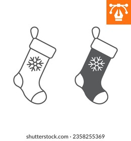 Christmas stocking line and solid icon, outline style icon for web site or mobile app, merry christmas and holiday, xmas sock vector icon, simple vector illustration, vector graphics.