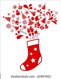 Christmas stocking with many graphic elements