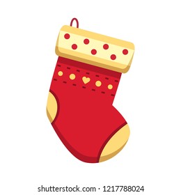 Christmas stocking on white background