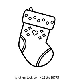 Christmas stocking outline on white background