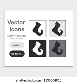Christmas stocking placed on web page template flat vector icon.