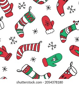 Weihnachtsbesatz. Nahtloses Muster. Für Stoff, Wickelpapier und andere Dekoration. Vektorgrafik