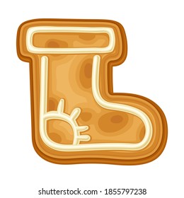 Christmas Stocking as Shaped Baked Cookie and Holiday Symbol Vector Illustration