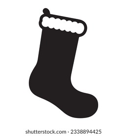 christmas stocking silhouette isolated on white vector