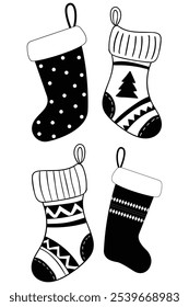 Christmas Stocking Silhouettes: Festive Vector Designs