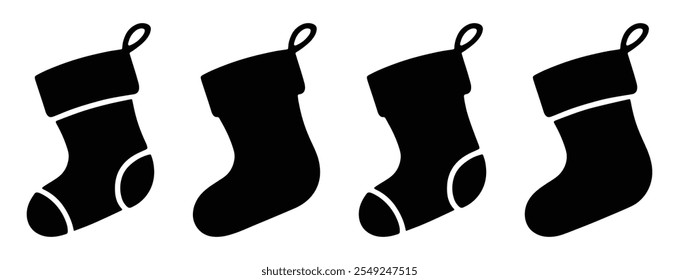 Christmas stocking silhouettes. isolated vector on white background.