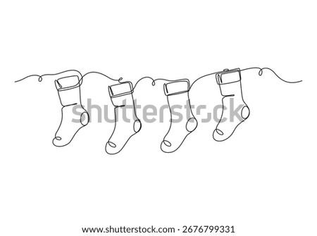Christmas Stocking Single Line Art