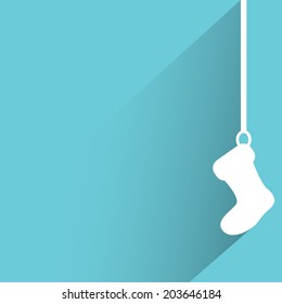 christmas stocking, sock, blue background, flat and shadow theme