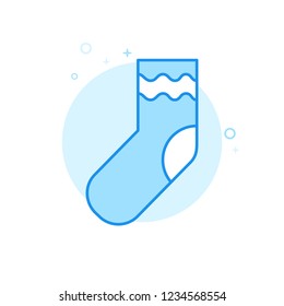 Christmas Stocking Sock Flat Vector Icon. Christmas and New Year Symbol, Pictogram, Sign. Light Flat Style. Blue Monochrome Design. 