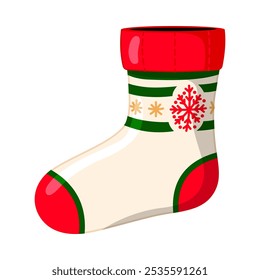 Christmas stocking sock with red snowflake design